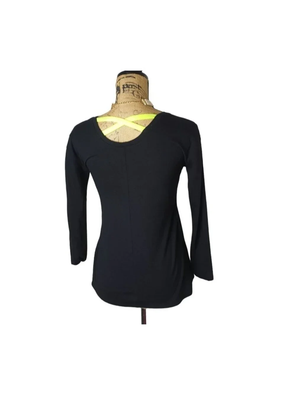 Justice Girls 10 Long Slv Top Black Dance Raise The Barre Silver Strappy Back